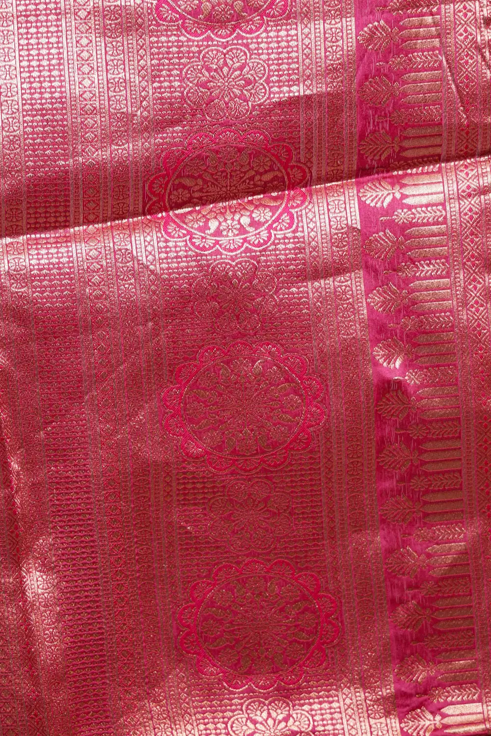 Grey With Magenta Pink Semi Chanderi Dhavani Set
