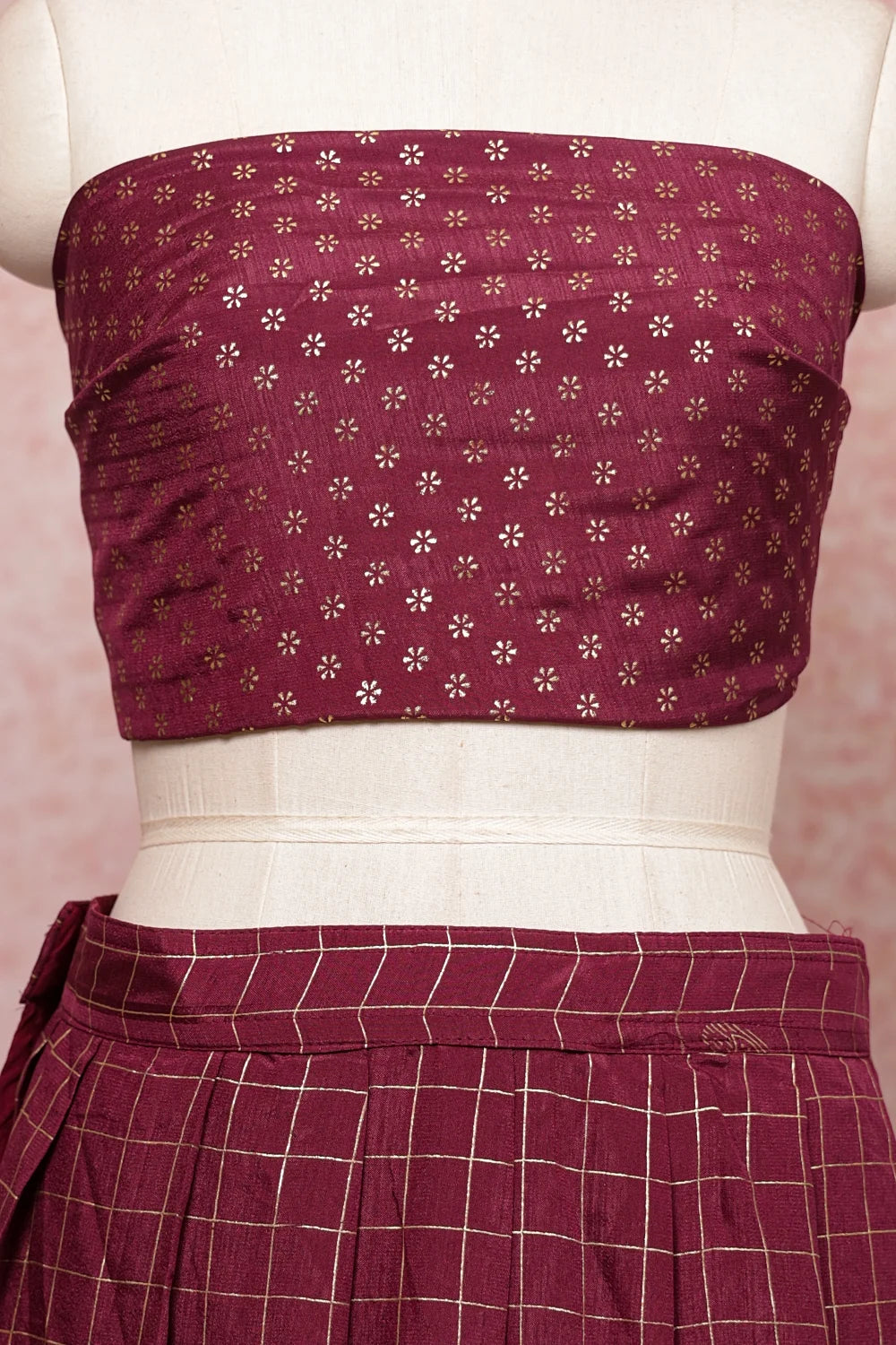 Light Wine Semi Chanderi Dhavani Set