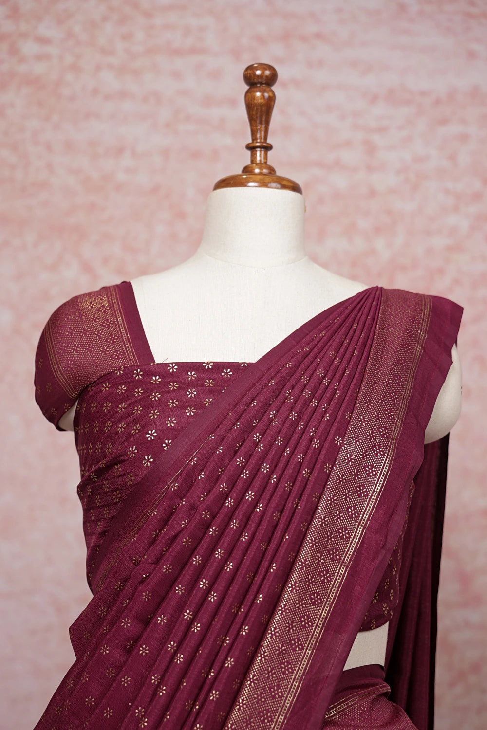 Light Wine Semi Chanderi Dhavani Set