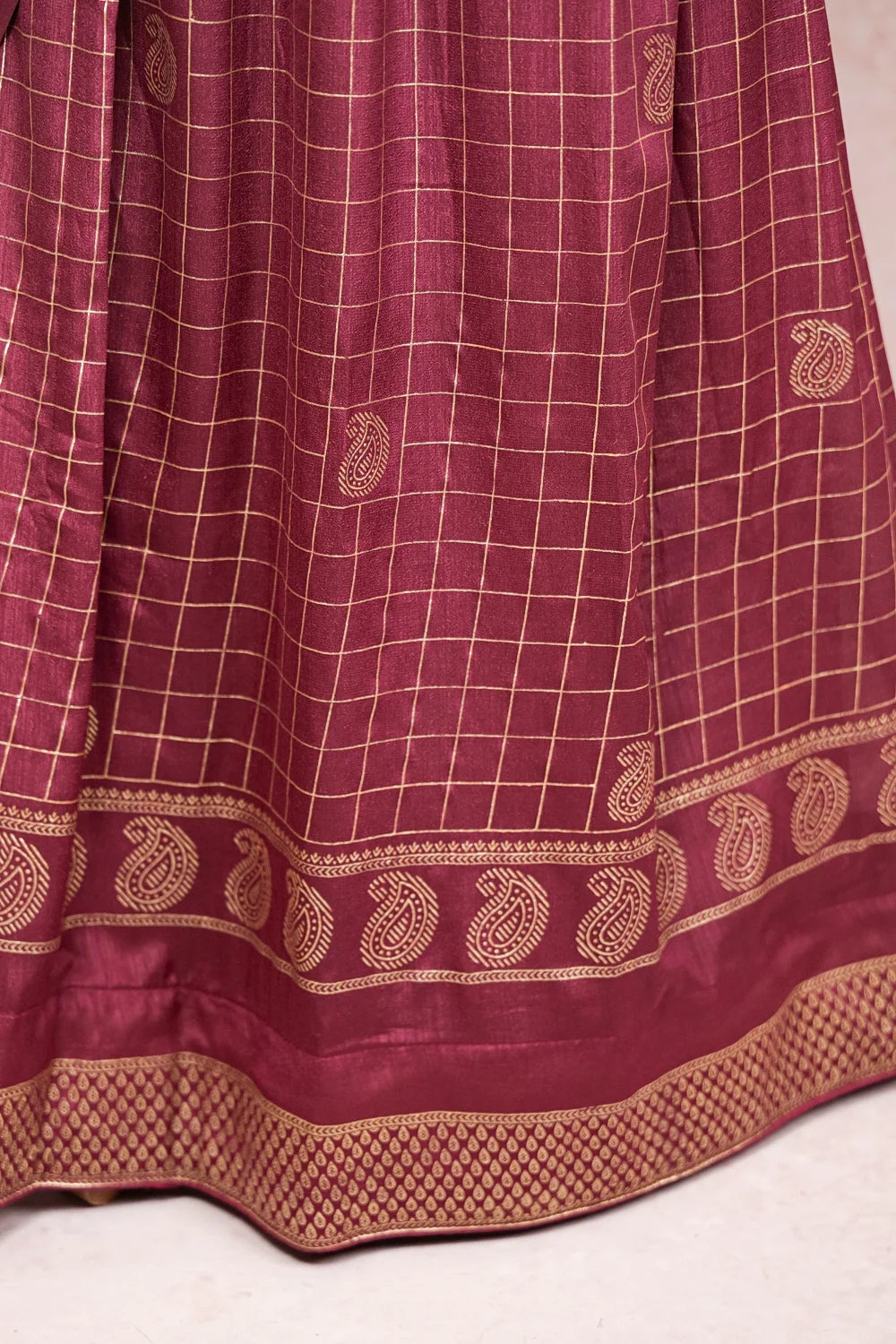 Light Wine Semi Chanderi Dhavani Set