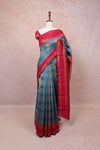 Blue And Chikku Color Semi Silk Saree