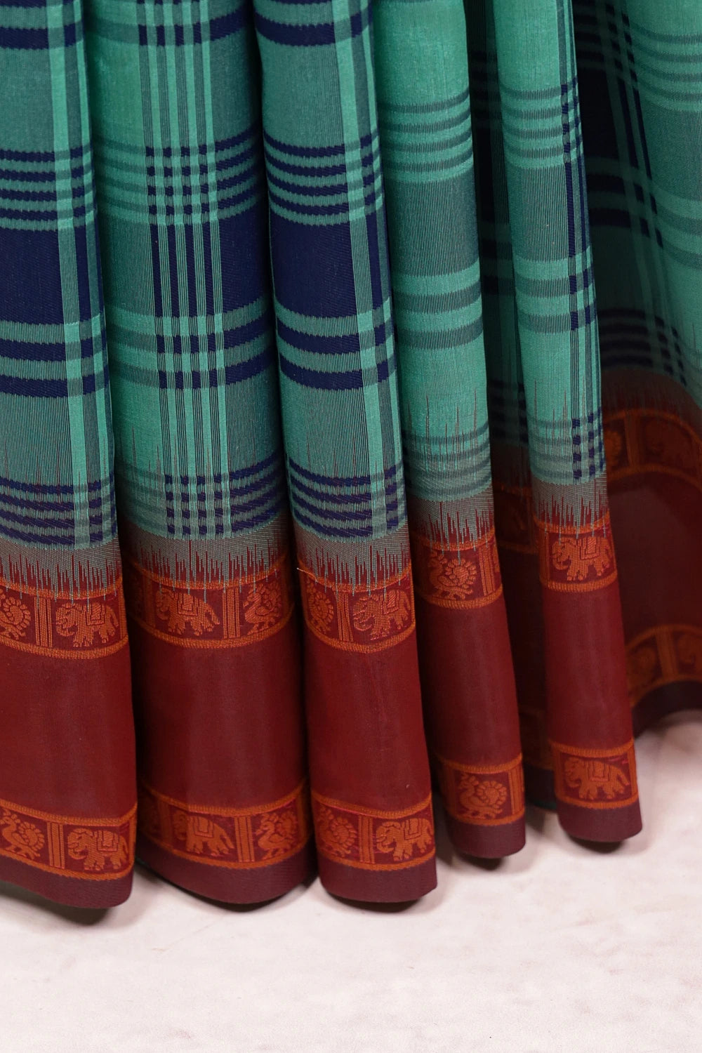 Green And Blue Semi Silk Saree