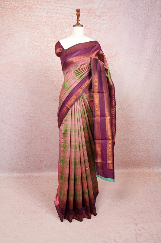 Green And Onion Color Semi Silk Saree
