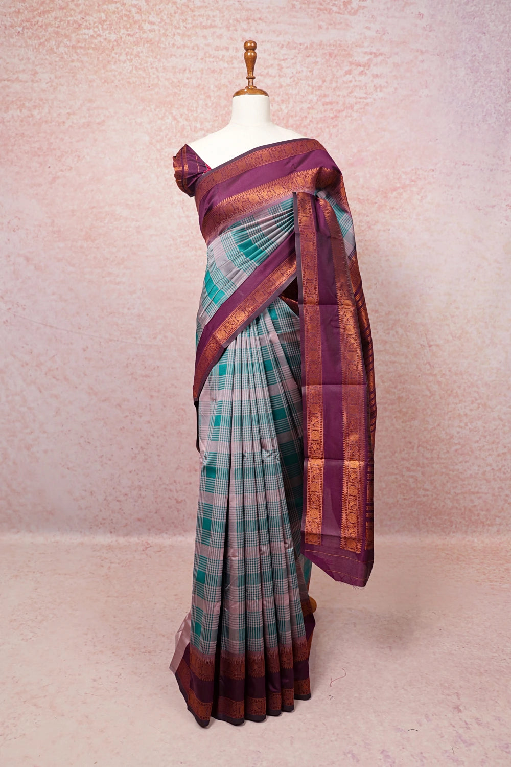 Greygreen Semi Silk Saree