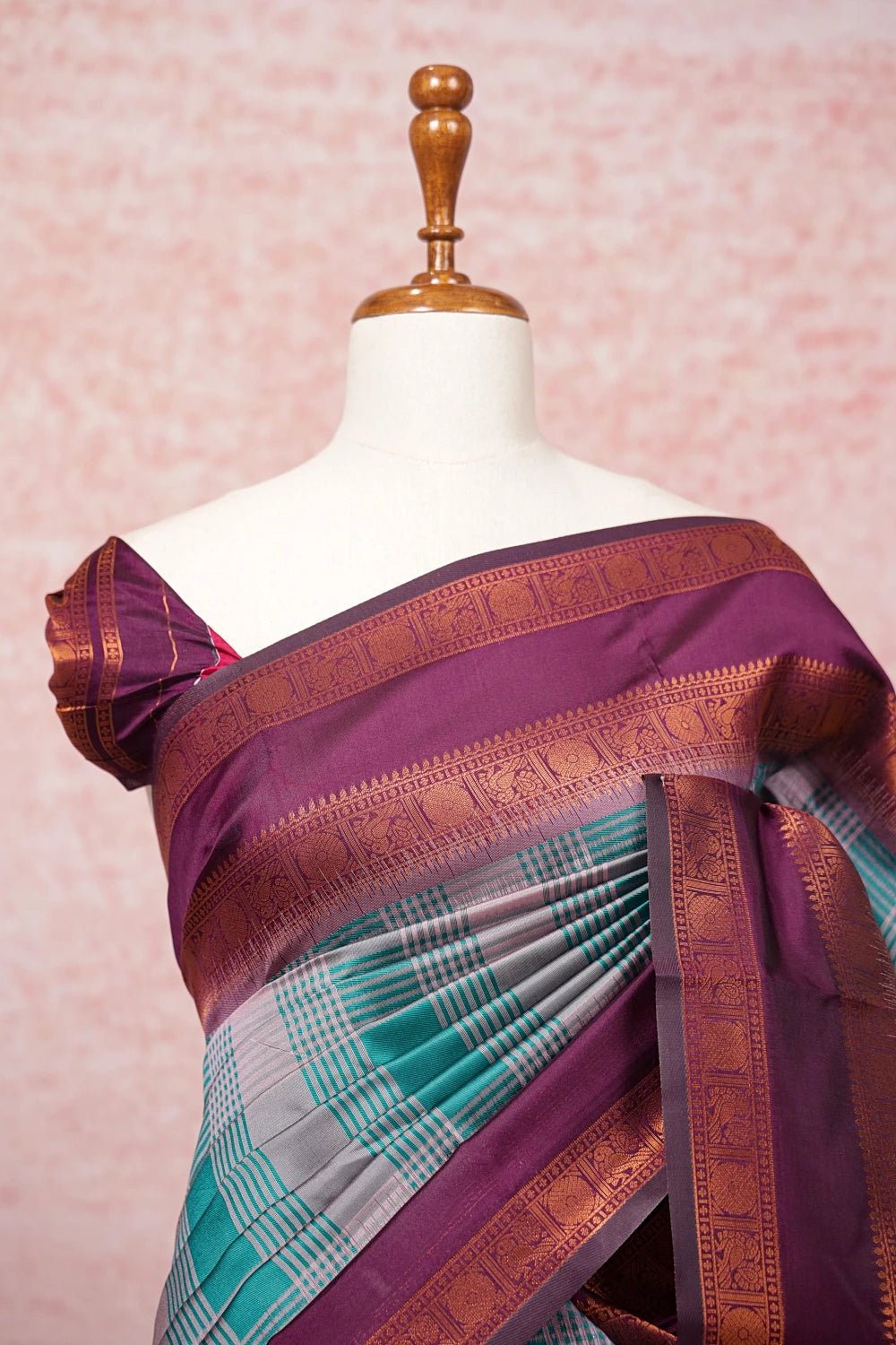 Greygreen Semi Silk Saree