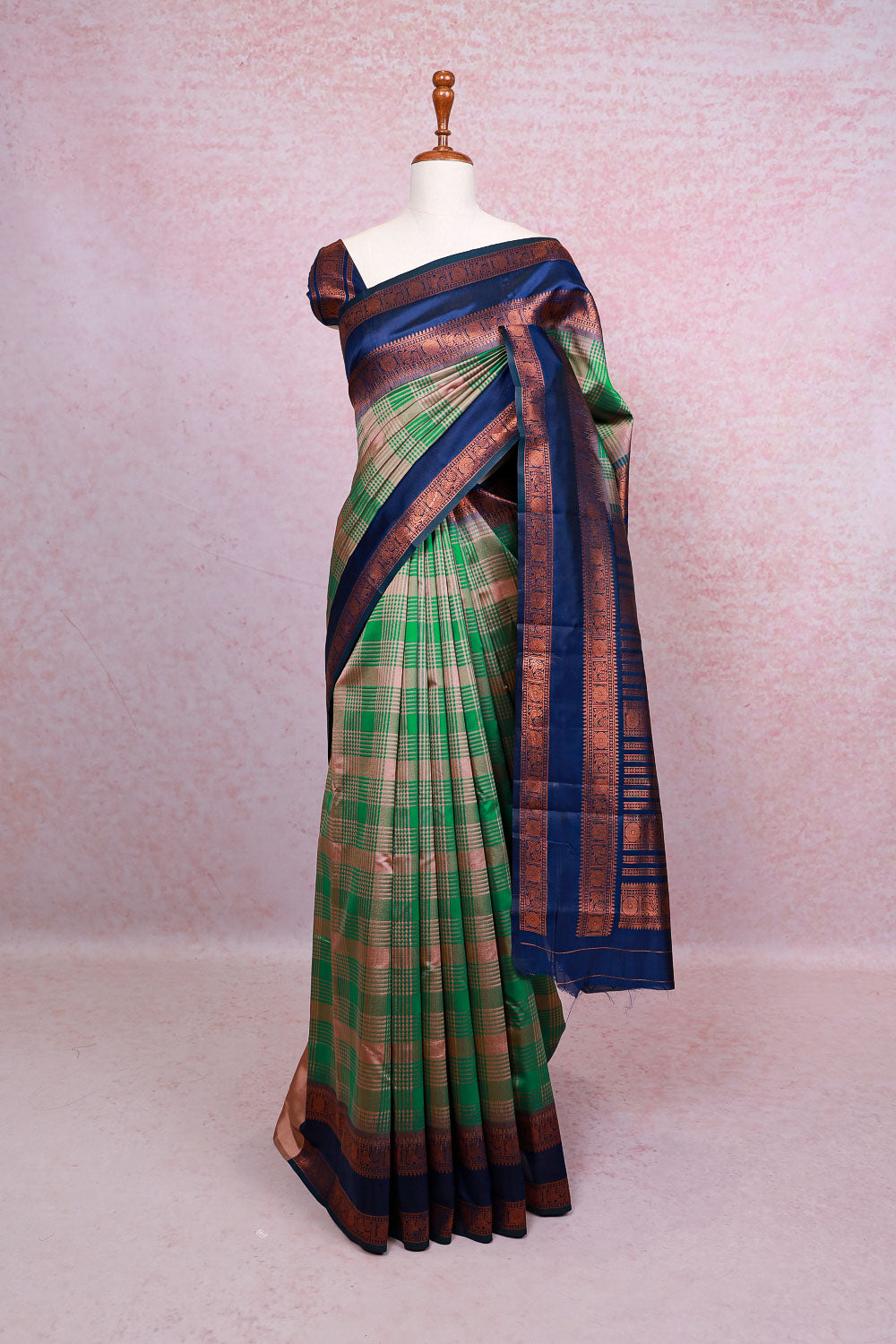 Chikku Green Semi Silk Saree