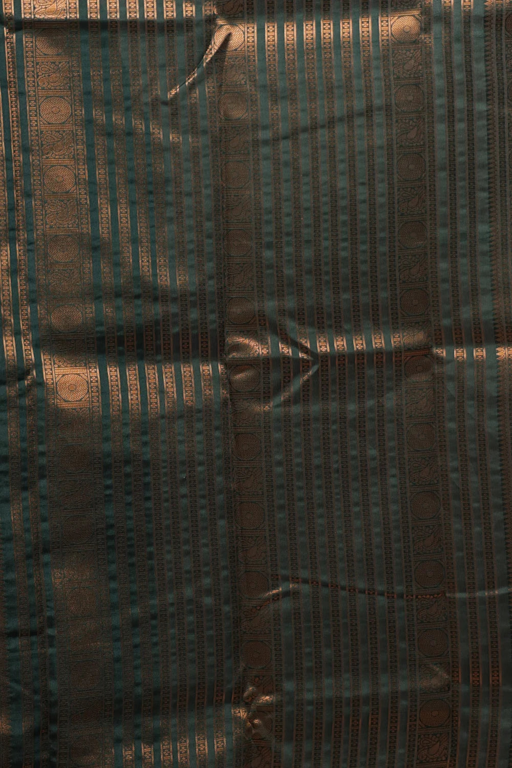 Mustard Yellow And Blue Semi Silk Saree