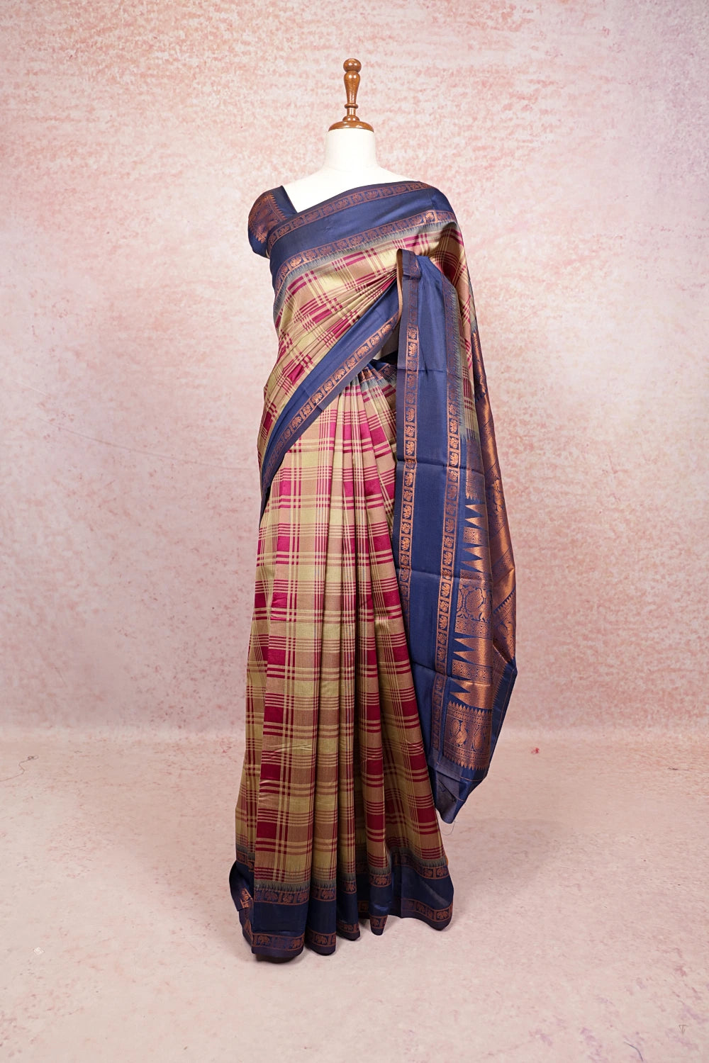 Chikku And Magenta Semi Silk Saree