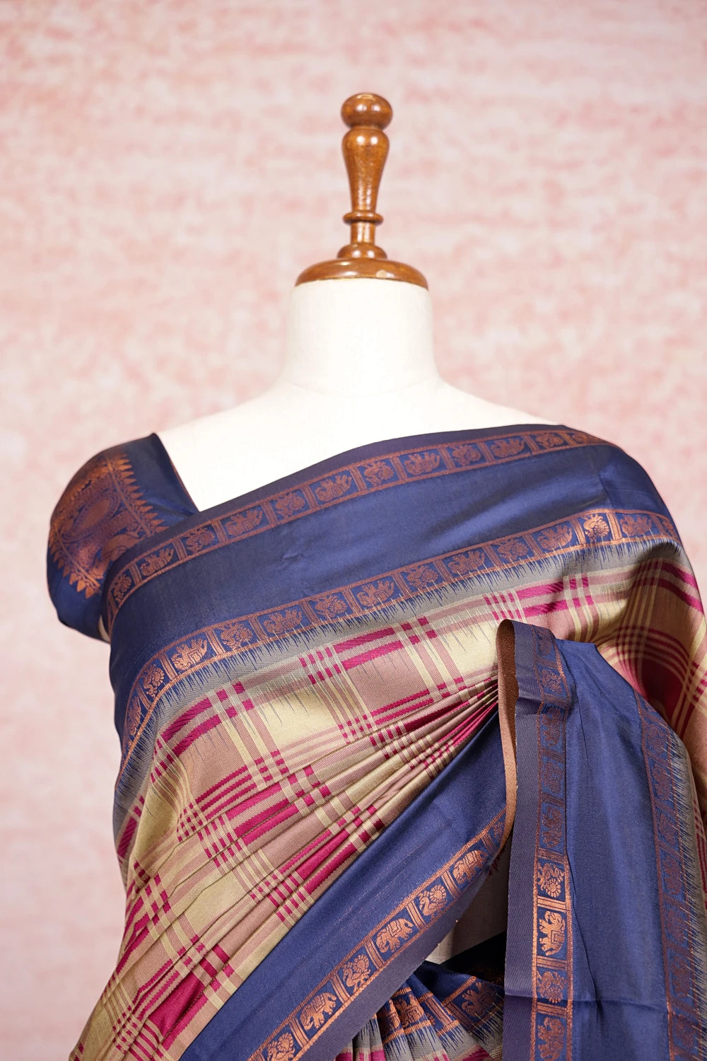 Chikku And Magenta Semi Silk Saree