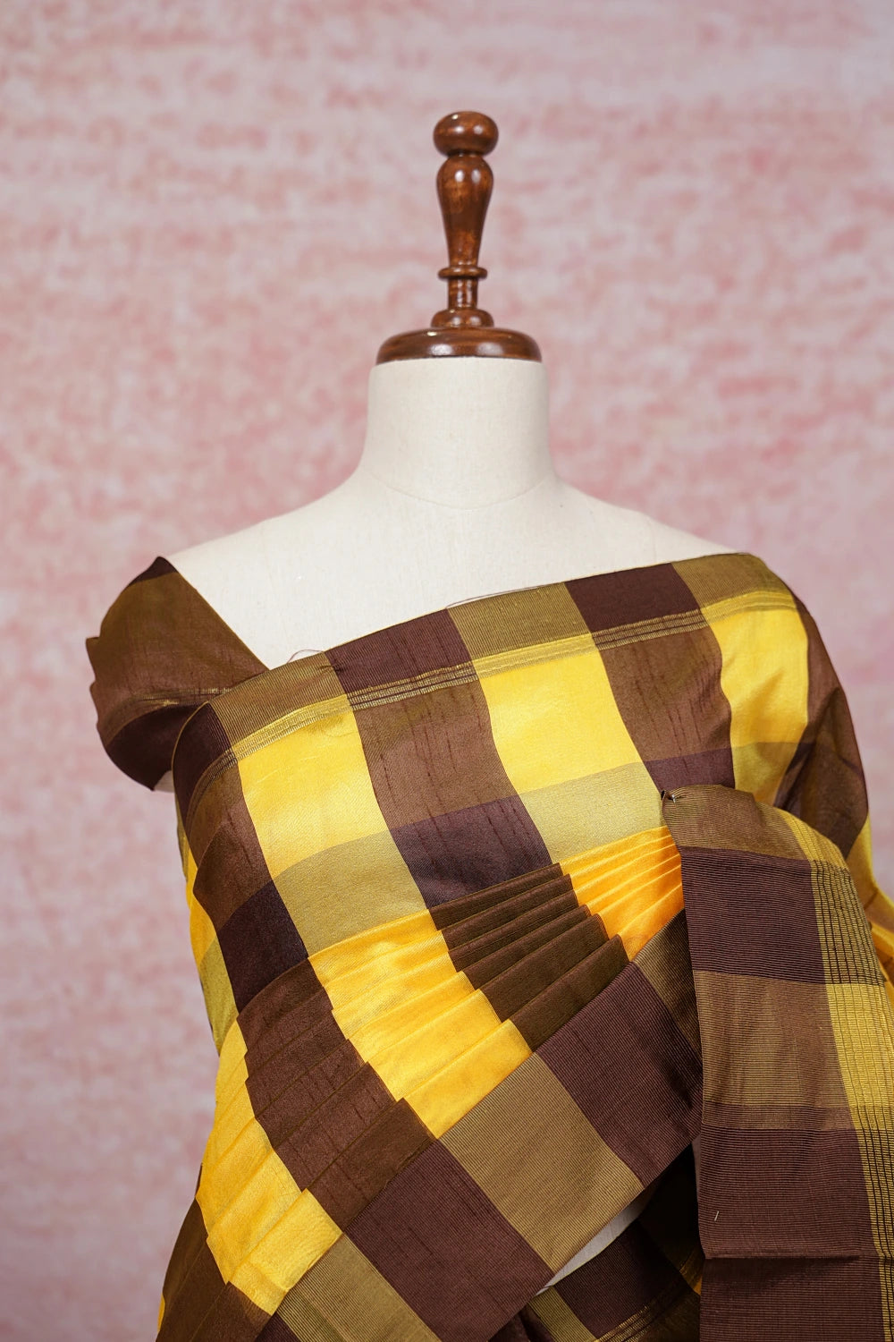 Brown With Yellow Cotton Saree