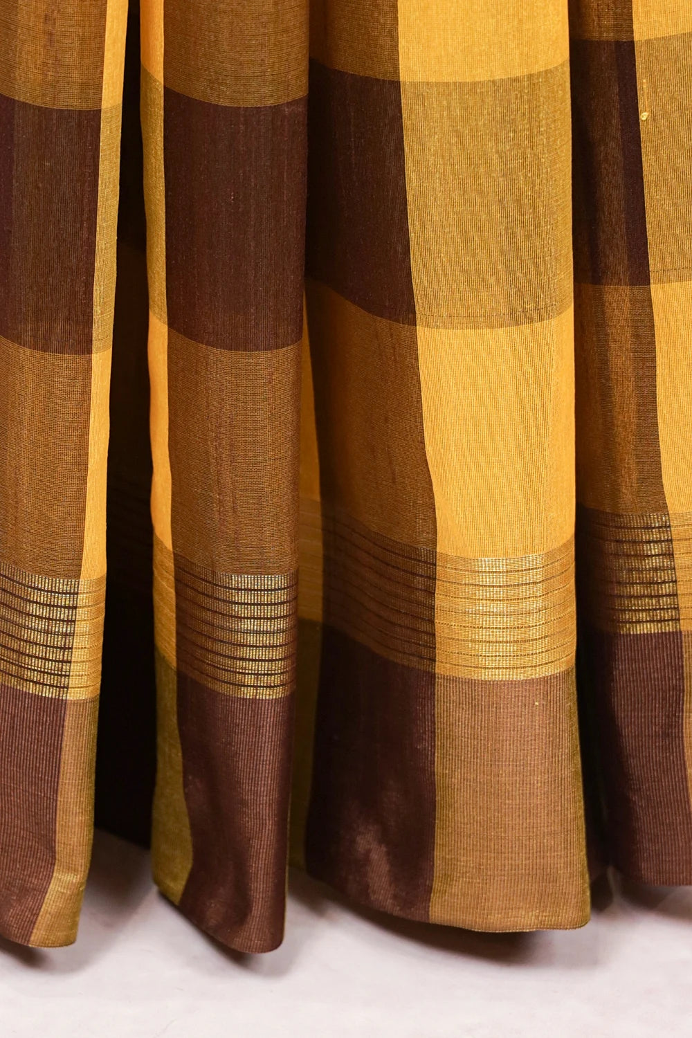 Brown With Yellow Cotton Saree