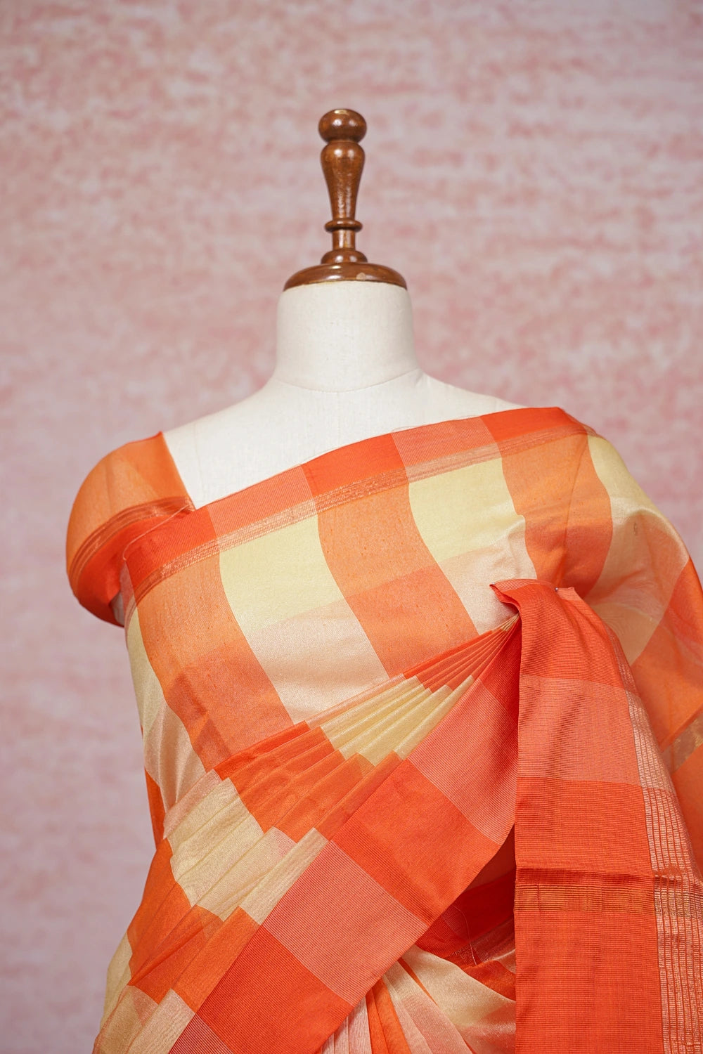 Orange Cotton Saree