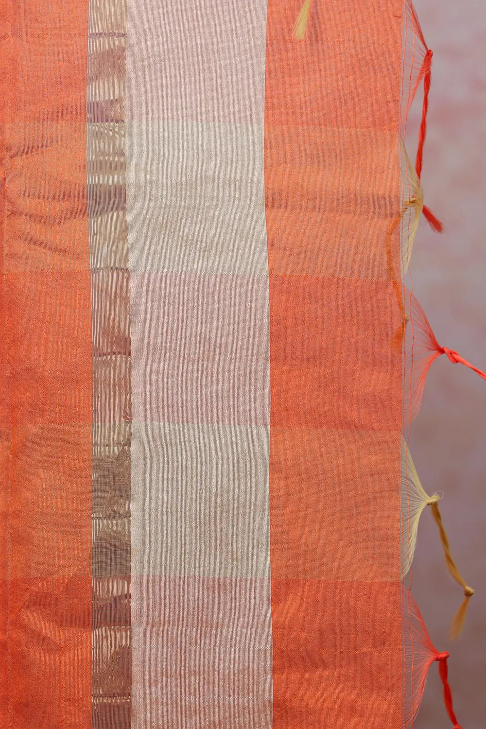 Orange Cotton Saree