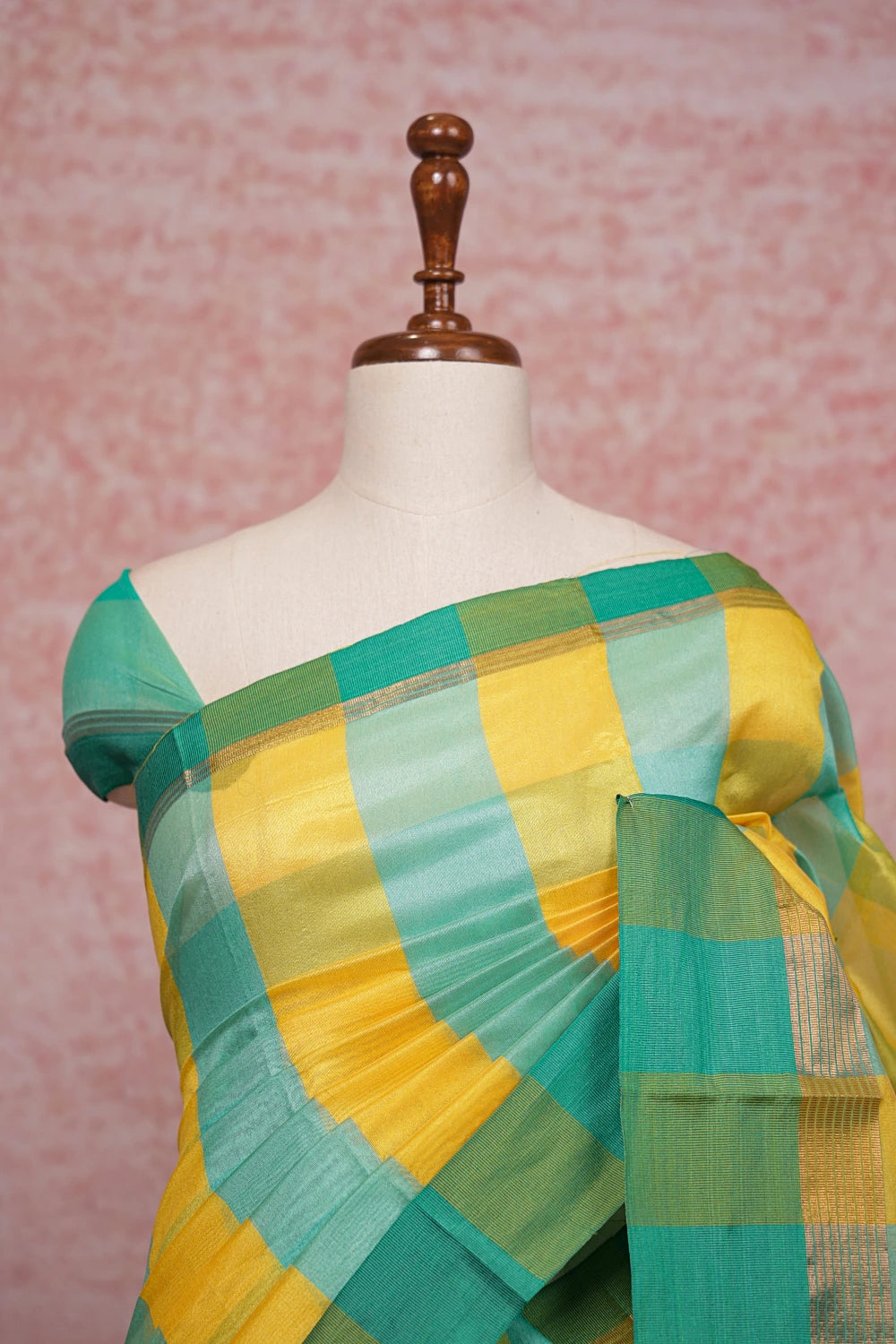 Yellow Green Cotton Saree