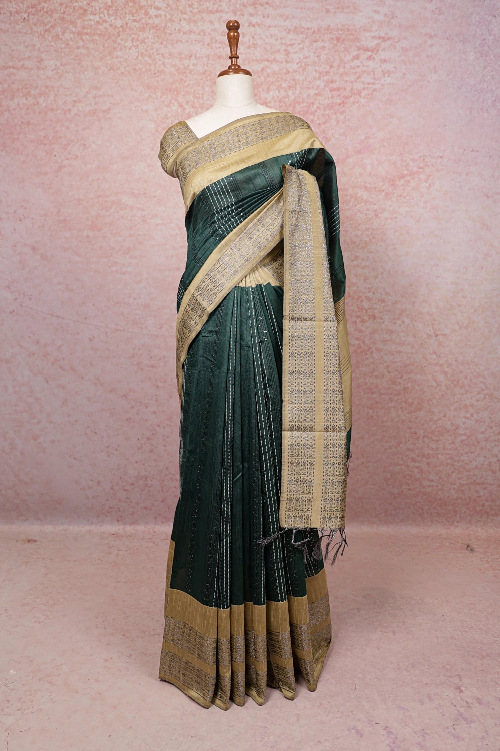 Green Semi Jute Saree