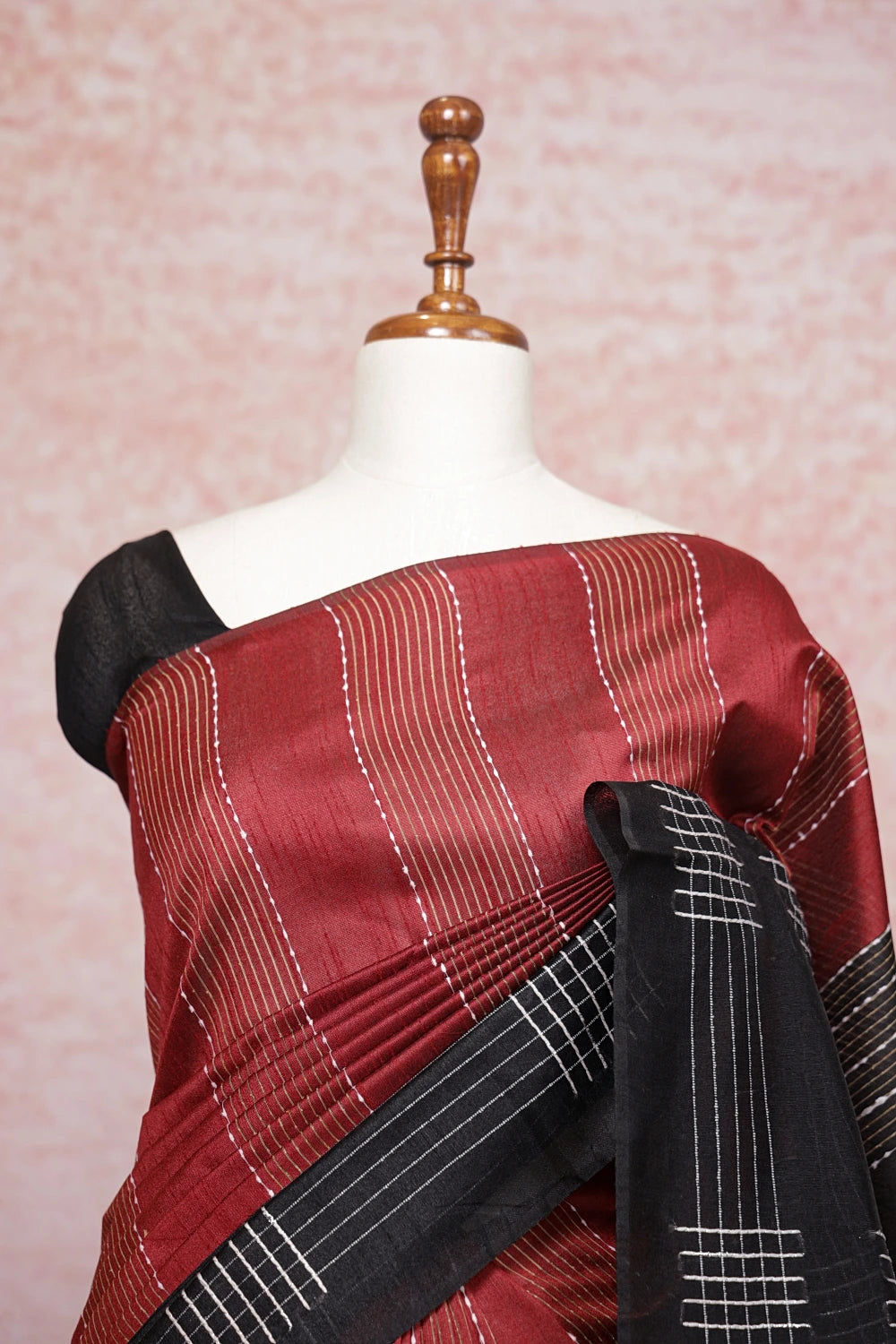 Maroon Semi Jute Saree