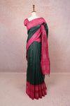 Dark Green Semi Jute Saree
