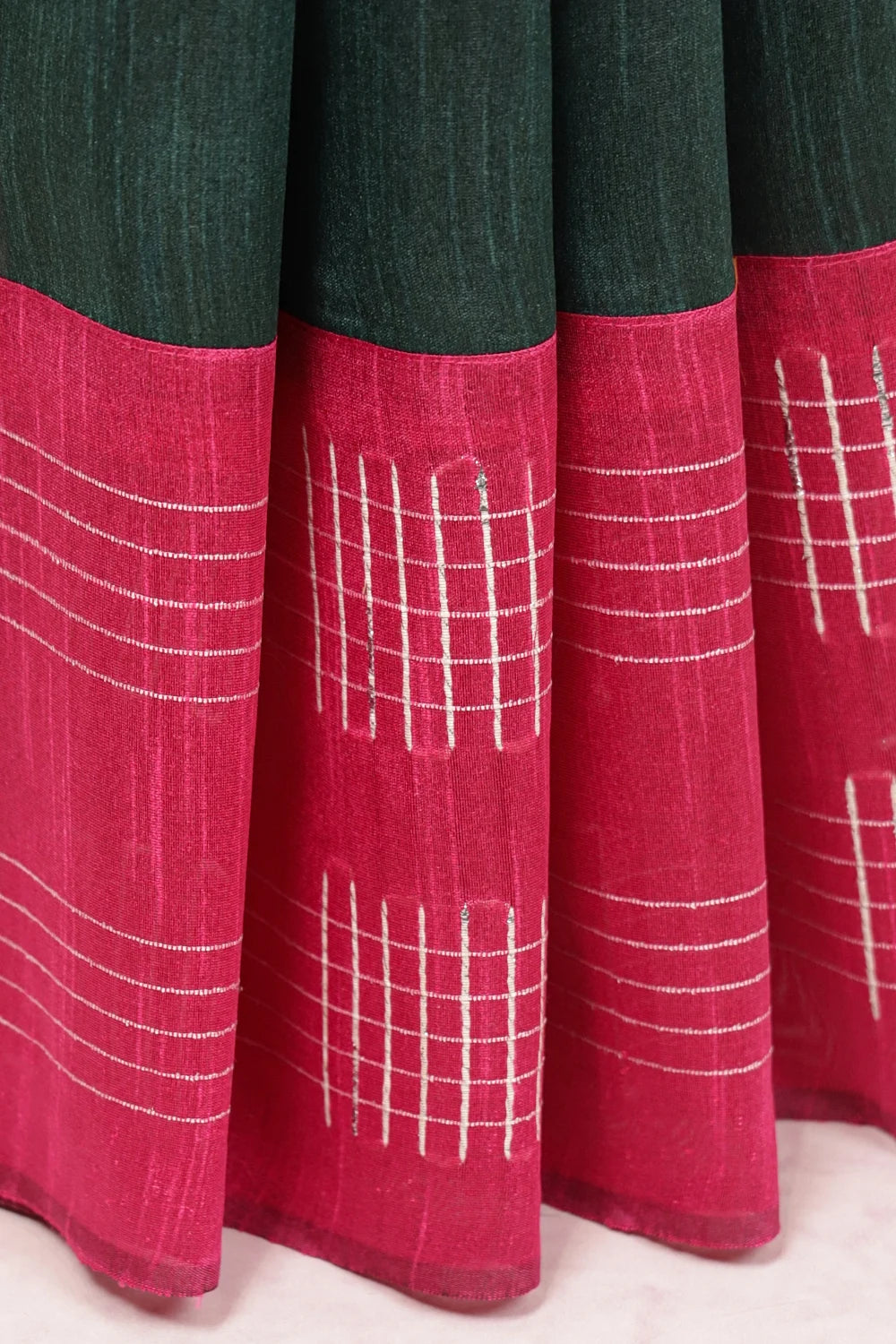 Dark Green Semi Jute Saree