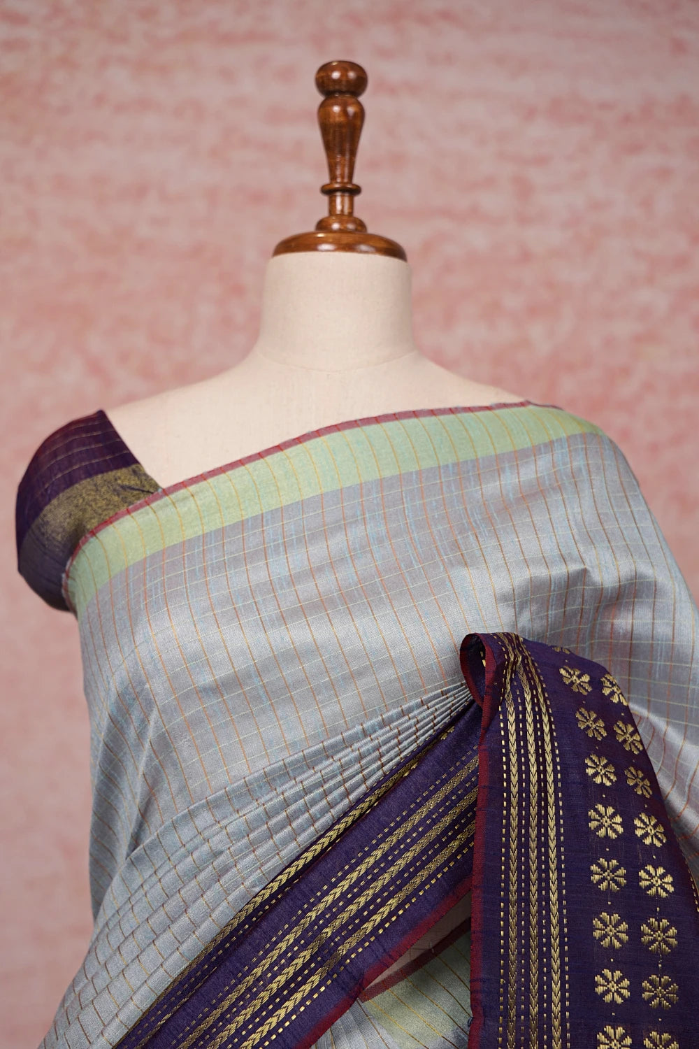 Light Blue Semi Jute Saree