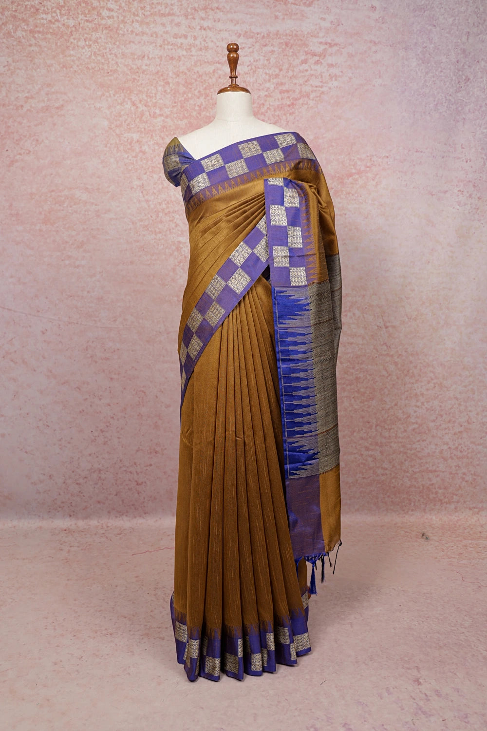 Mustard Yellow Semi Jute Saree