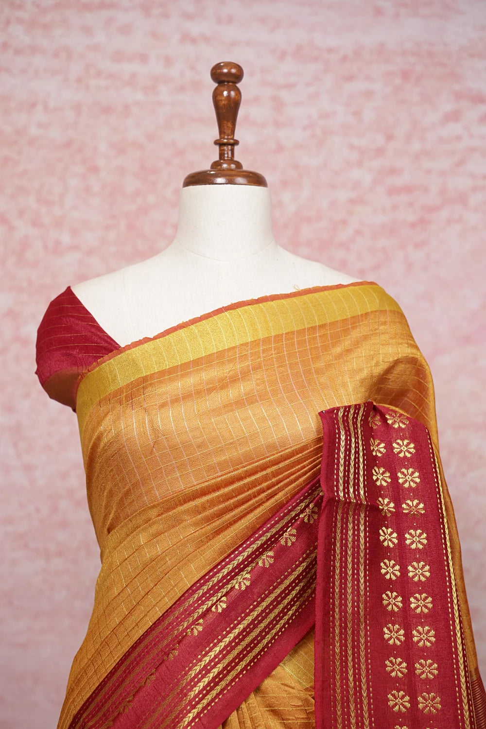 Golden Yellow Semi Jute Saree