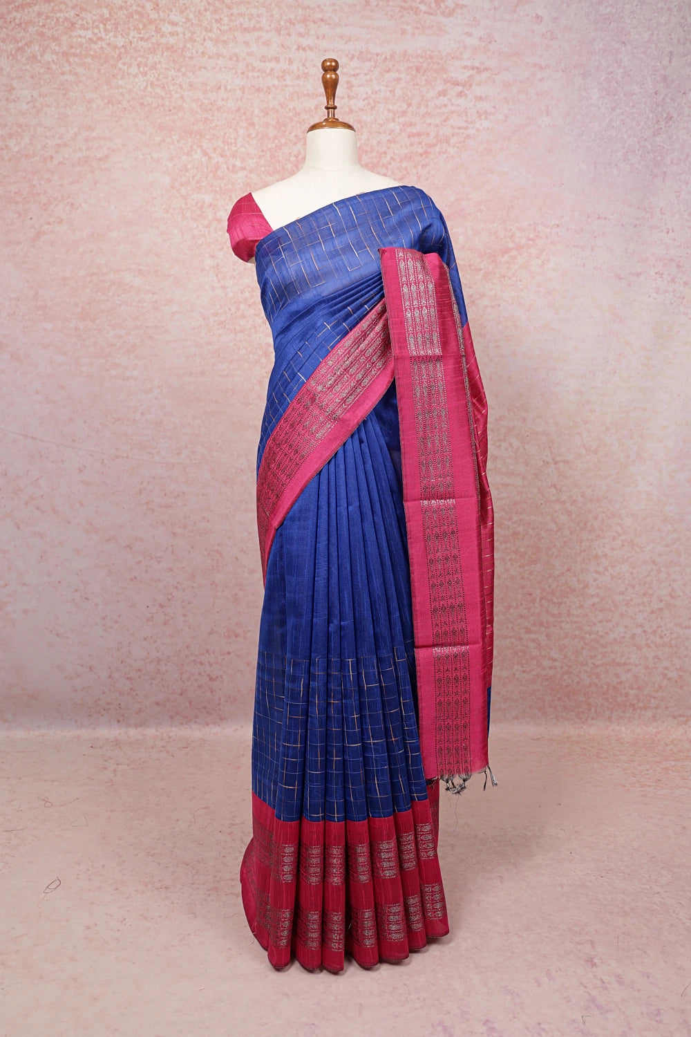Royal Blue Semi Jute Saree