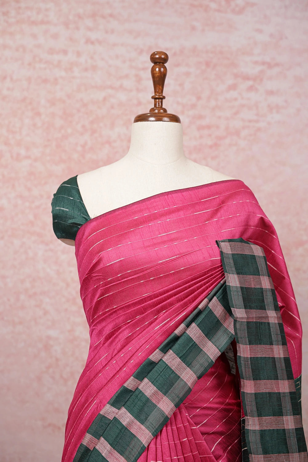 Magenta Semi Jute Saree