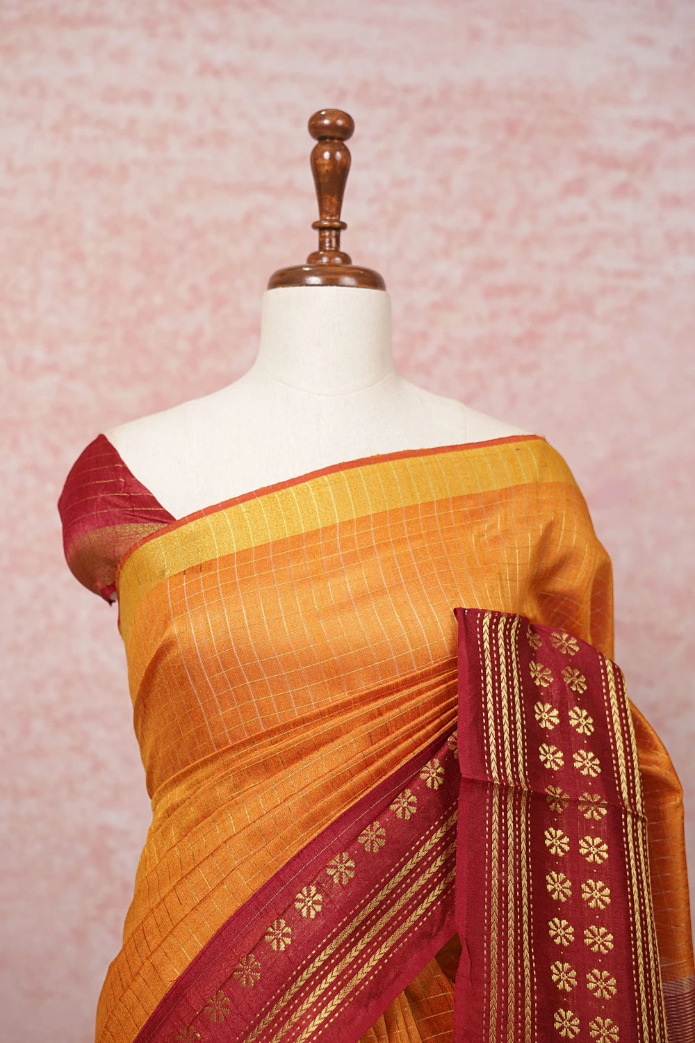 Mango Yellow Semi Jute Saree