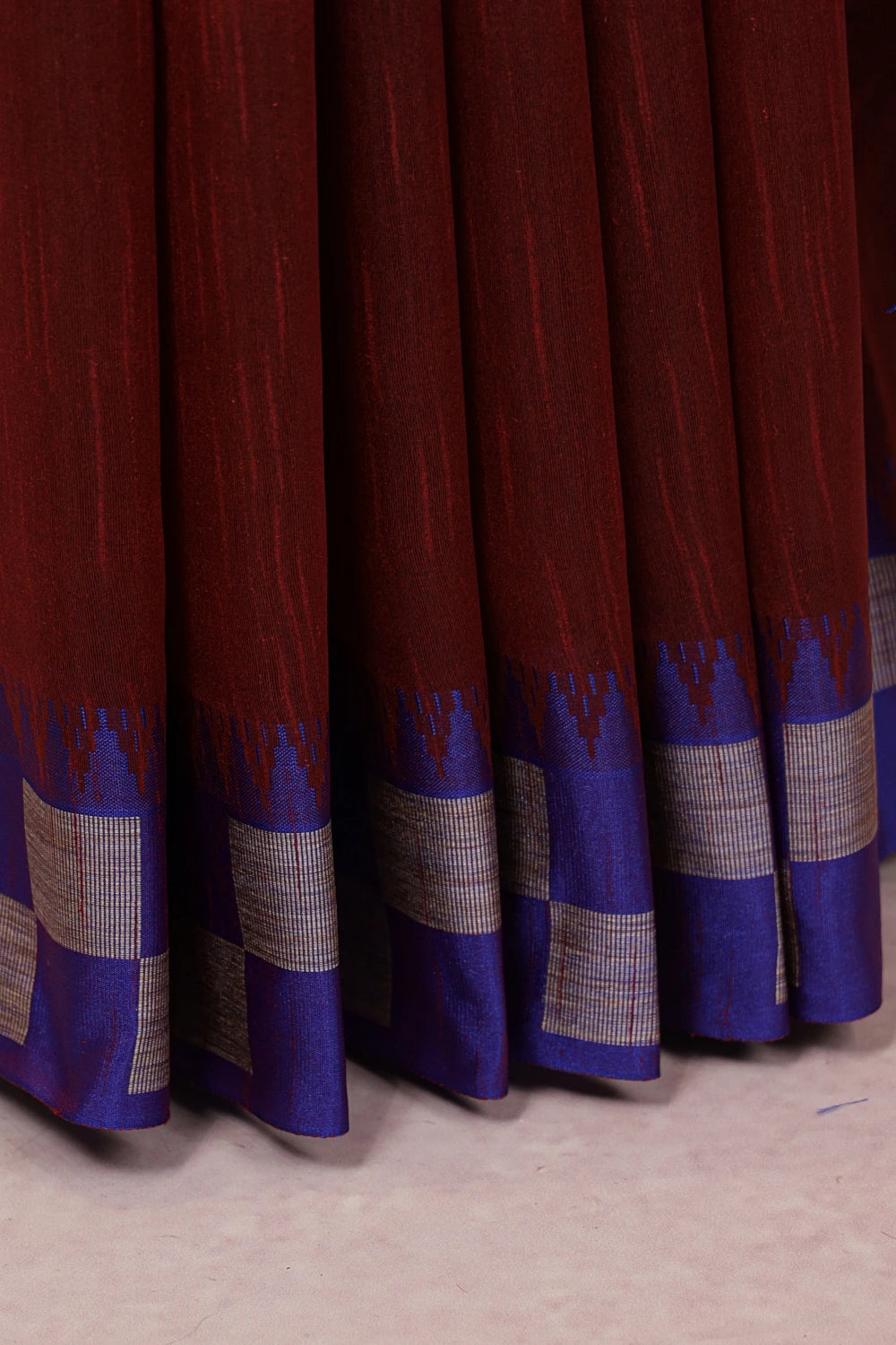Maroon Semi Jute Saree