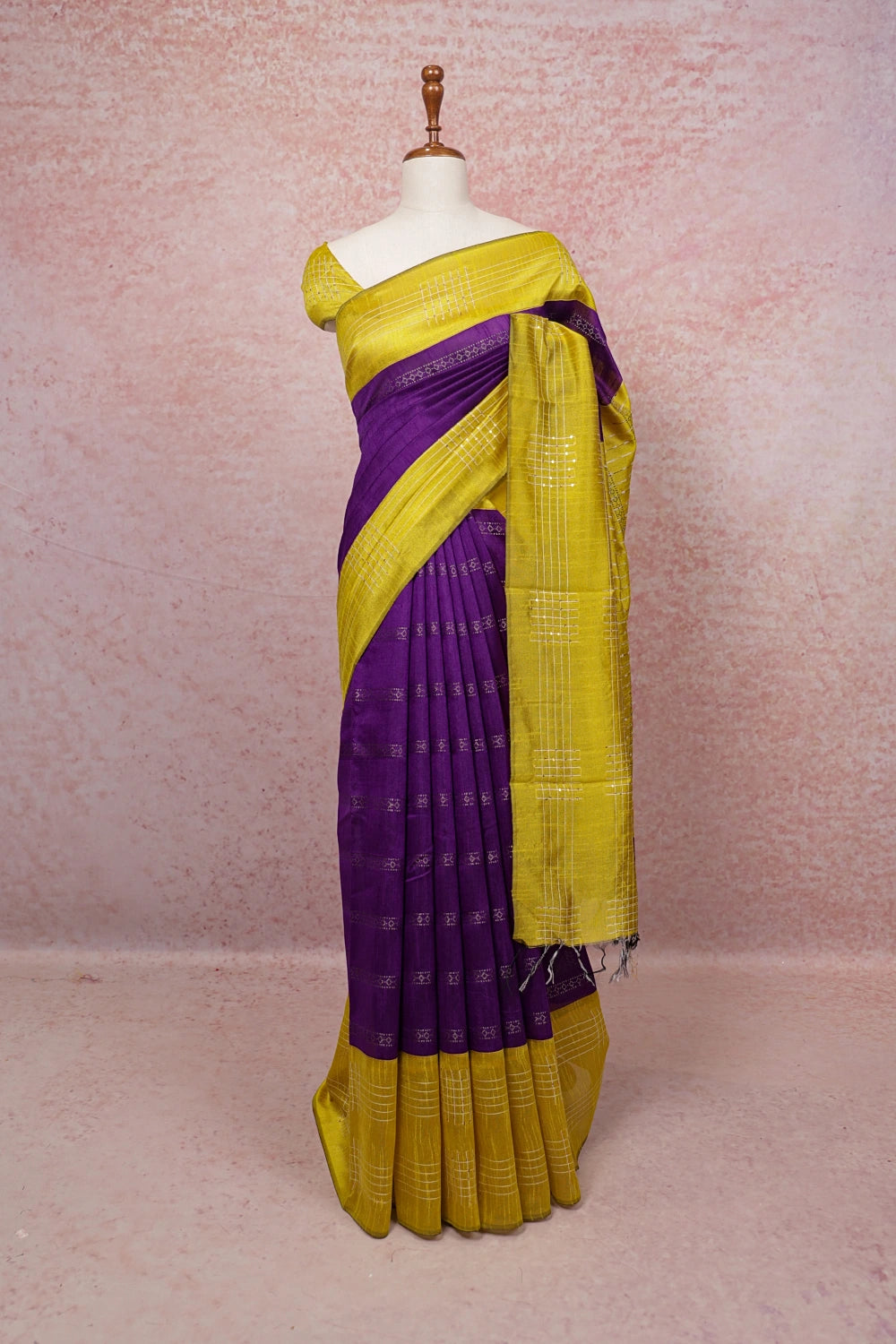 Violet Semi Jute Saree