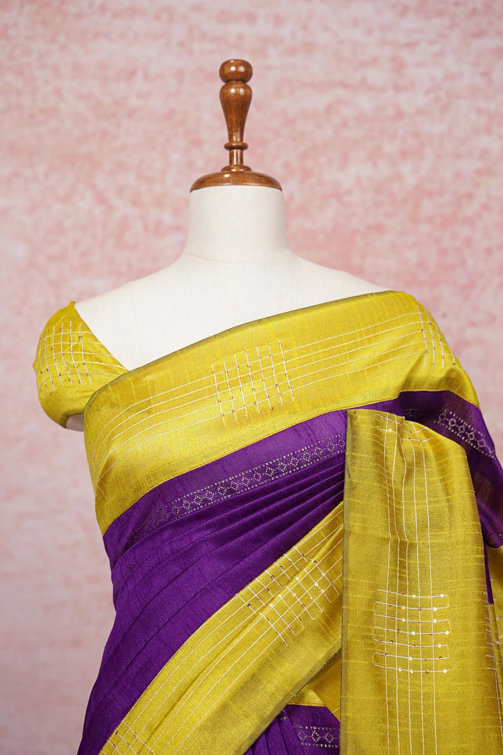 Violet Semi Jute Saree