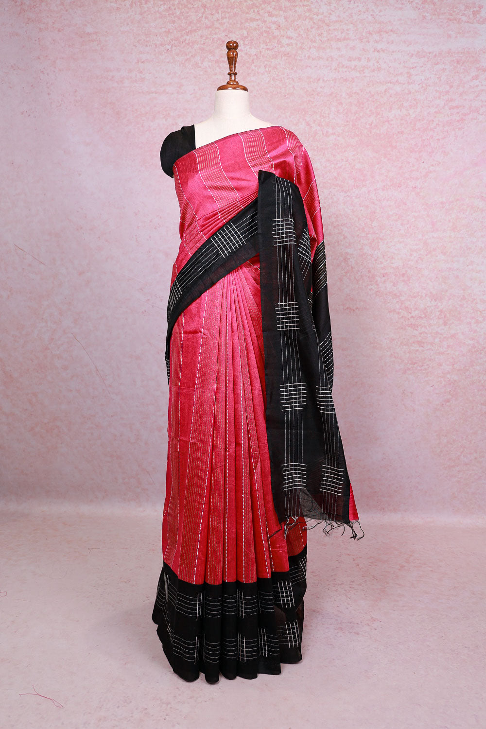 Pink Semi Jute Saree