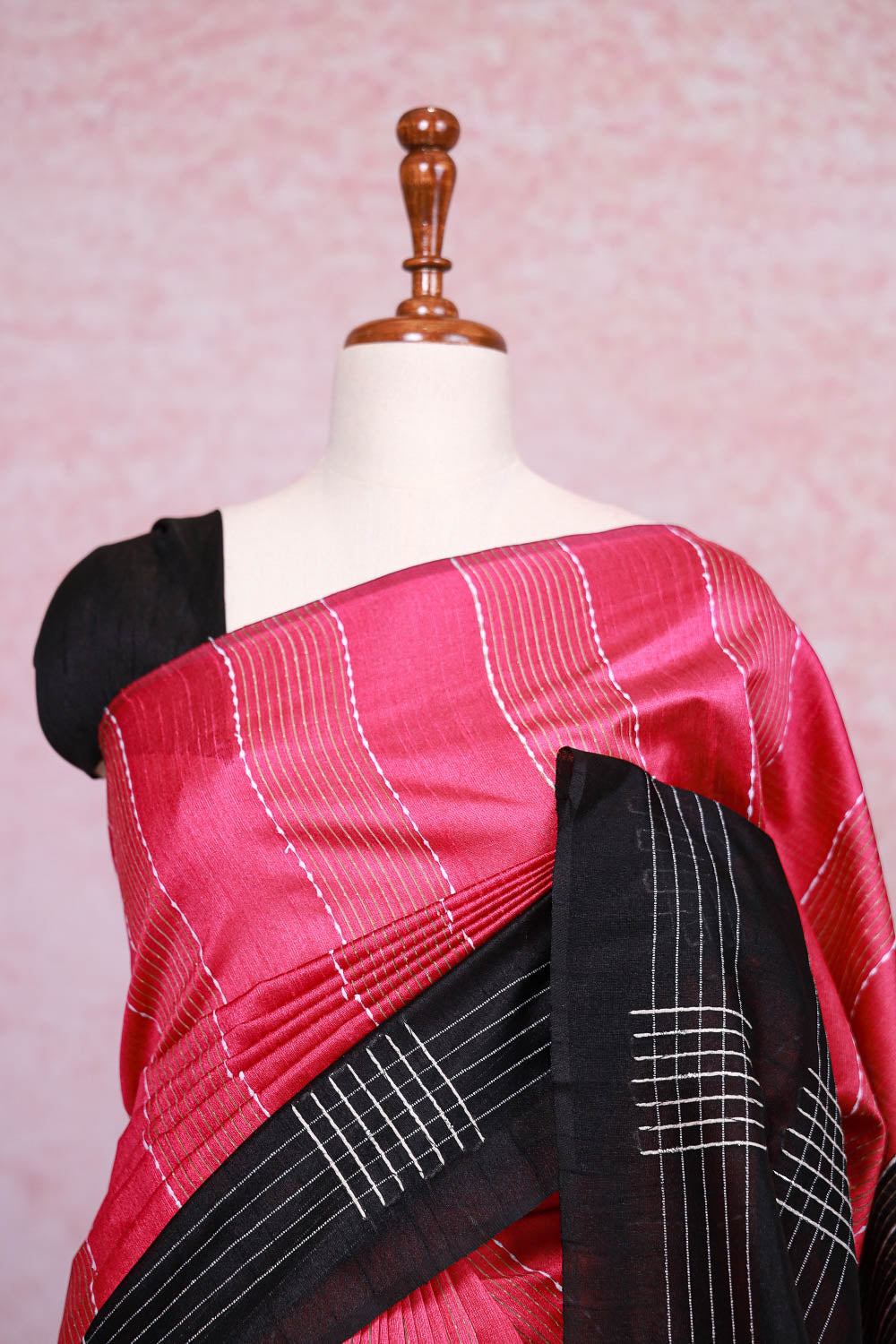 Pink Semi Jute Saree