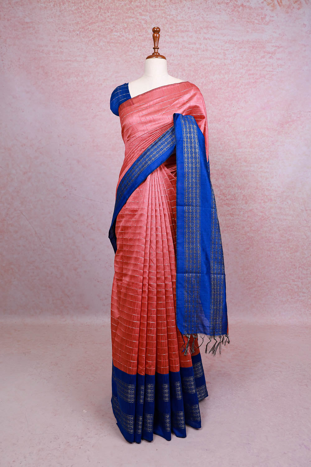 Peach Semi Jute Saree