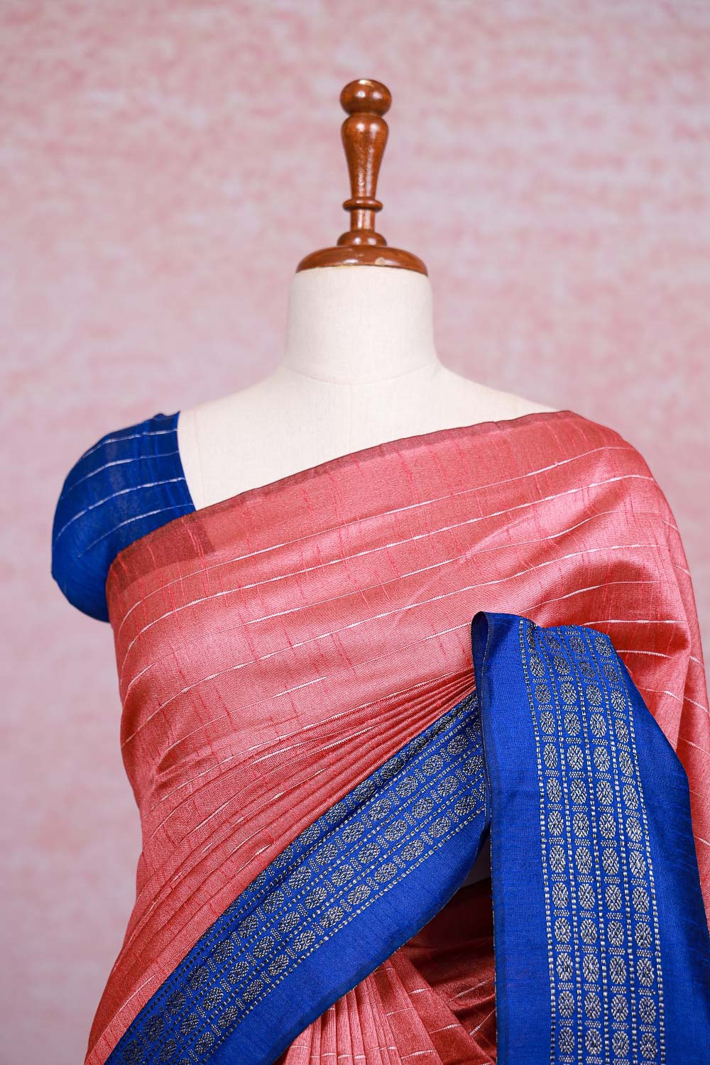 Peach Semi Jute Saree