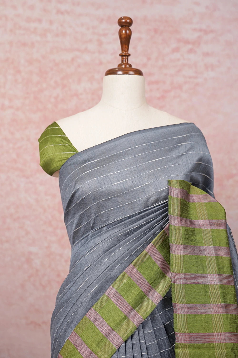 Ash Semi Jute Saree