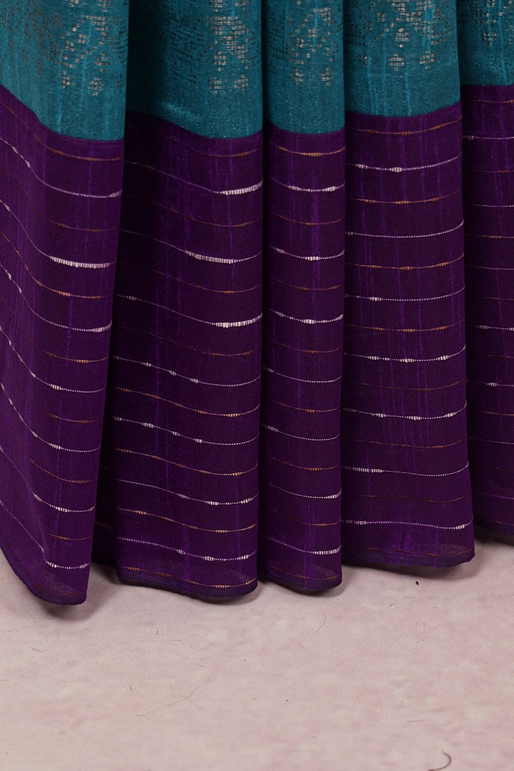 Bluish Green Semi Jute Saree