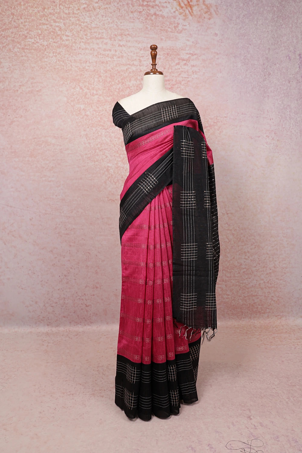 Magenta Semi Jute Saree