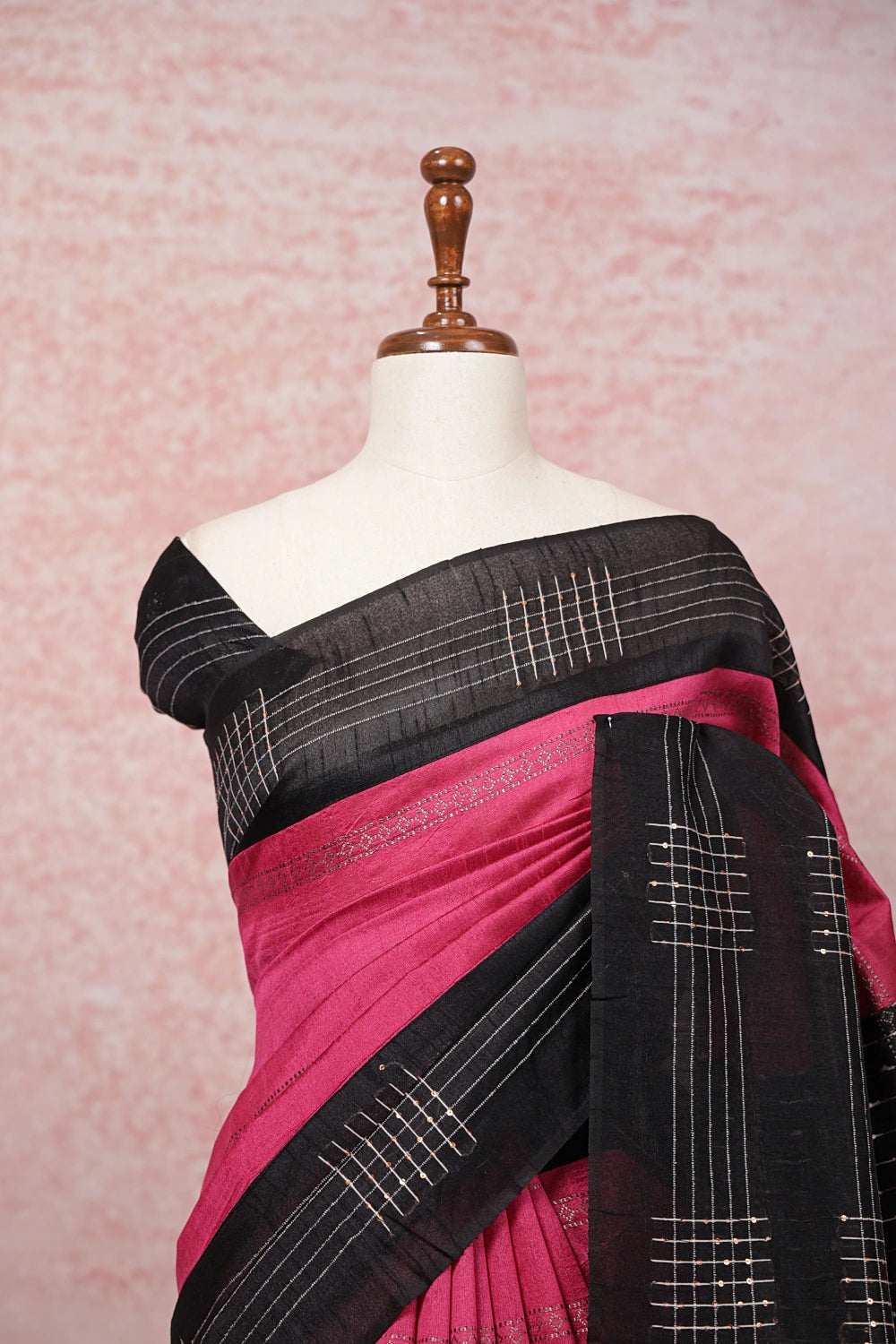 Magenta Semi Jute Saree