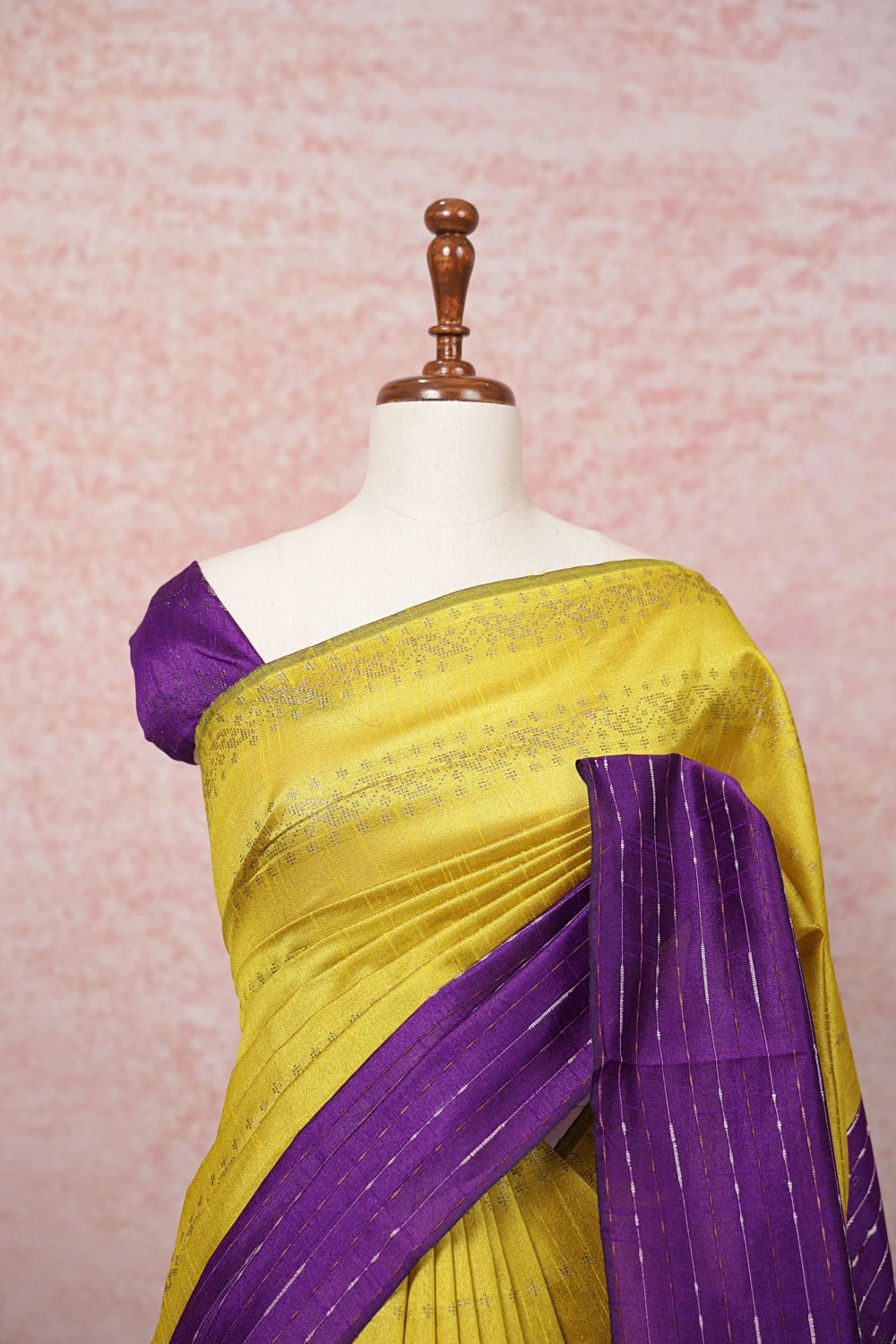 Lemon Yellow Semi Jute Saree