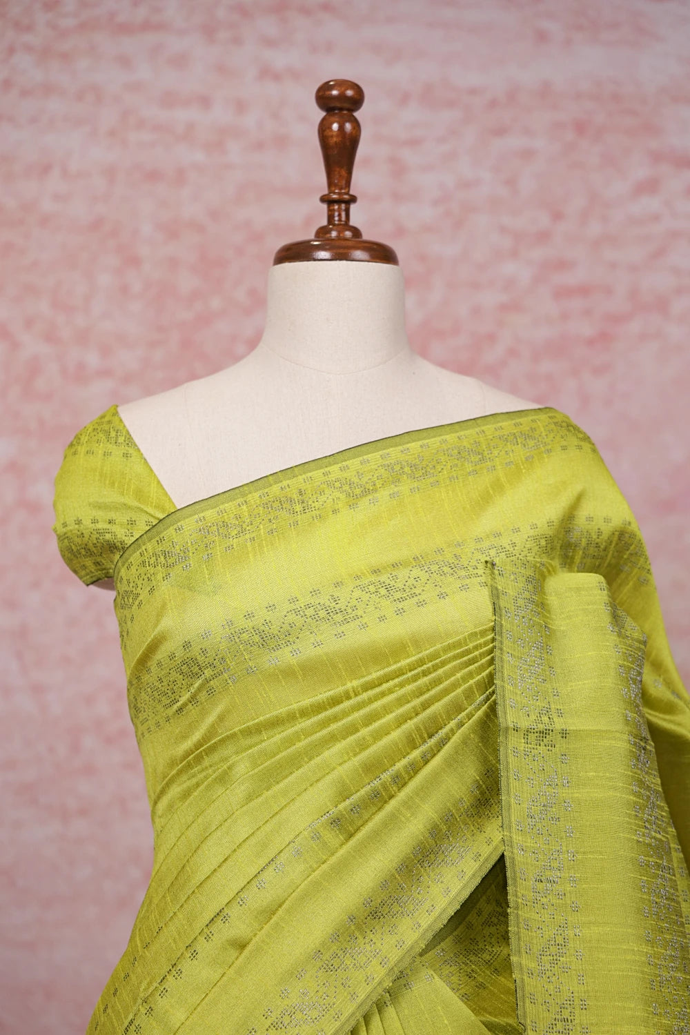 Lemon Green Semi Jute Saree