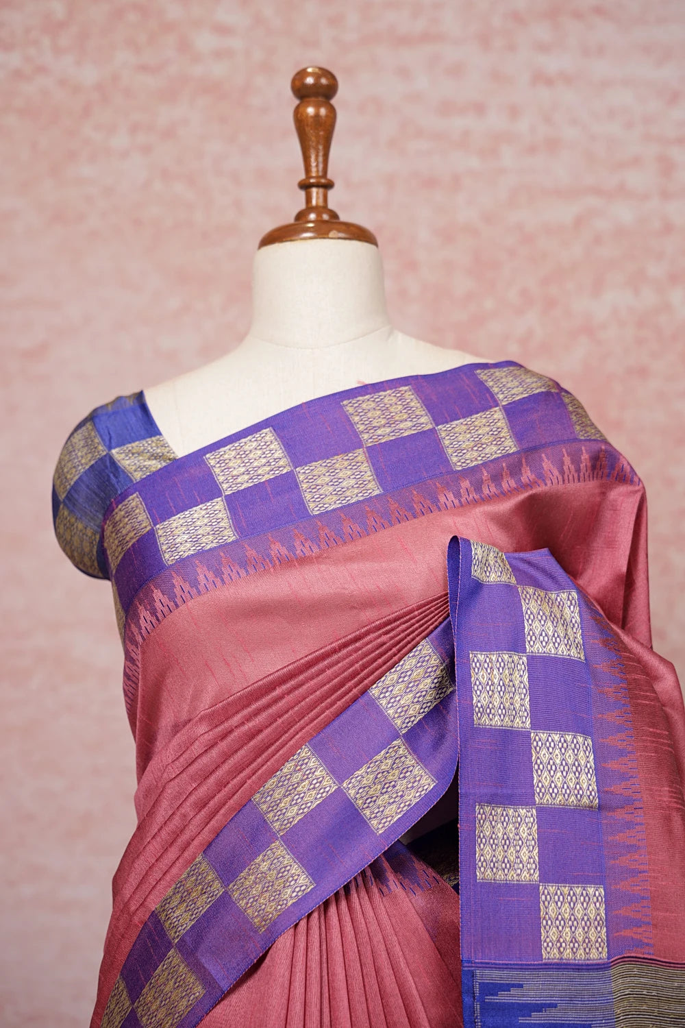 Onion Color Semi Jute Saree