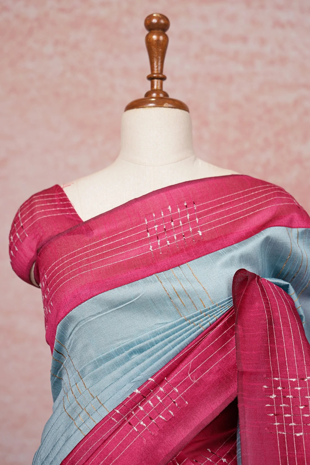 Light Blue Semi Jute Saree