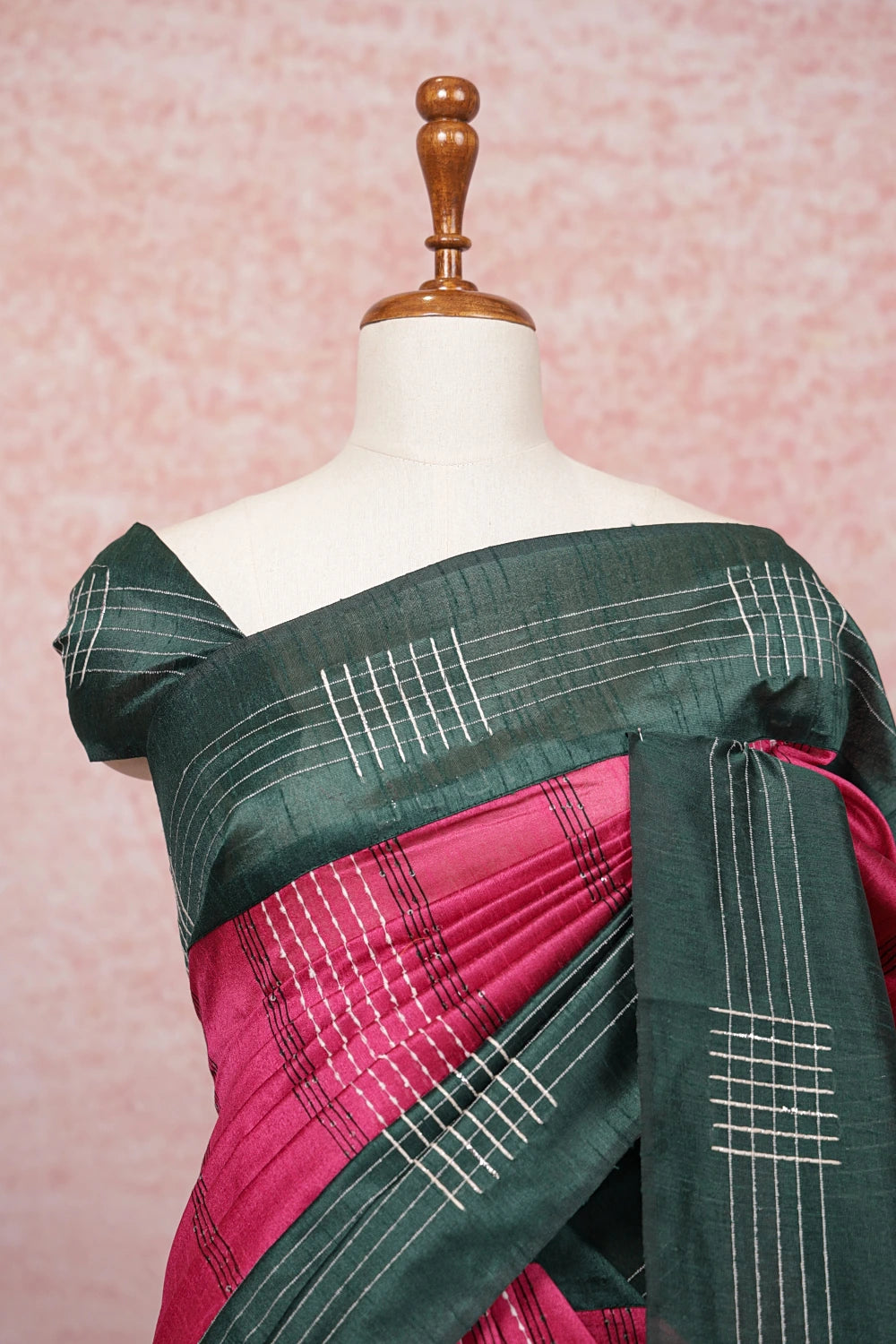 Magenta Semi Jute Saree