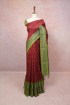 Maroon Semi Jute Saree