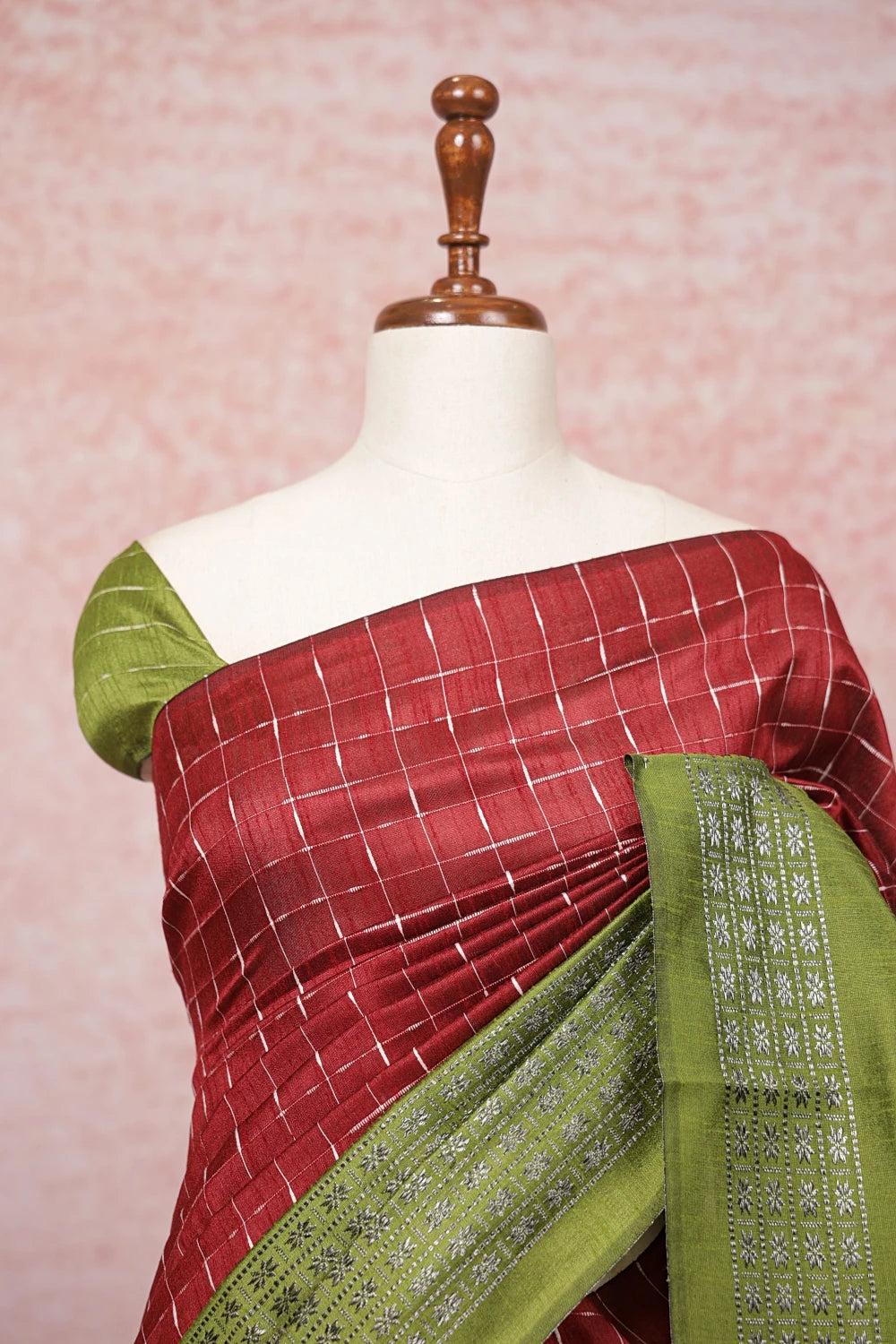 Maroon Semi Jute Saree