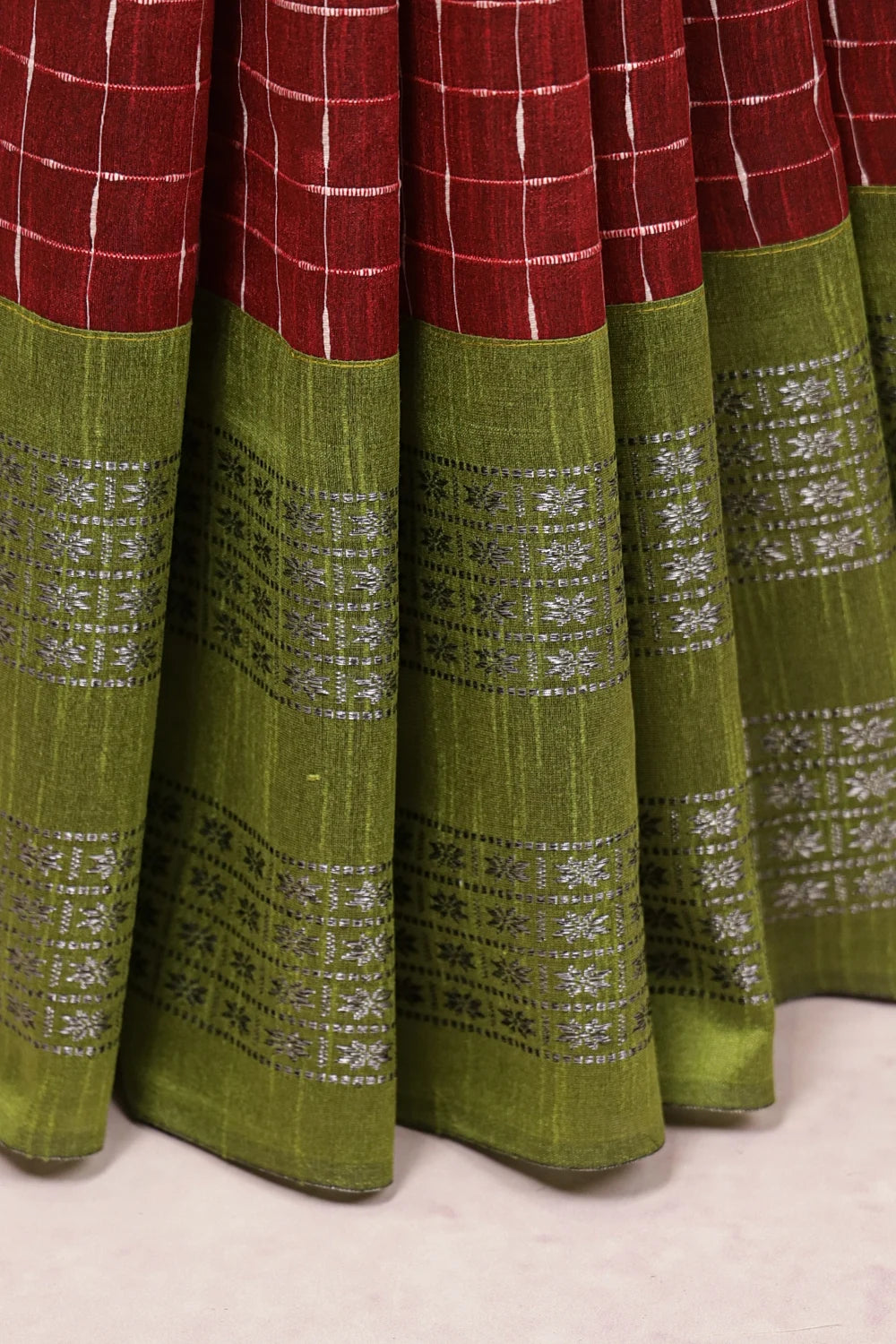 Maroon Semi Jute Saree