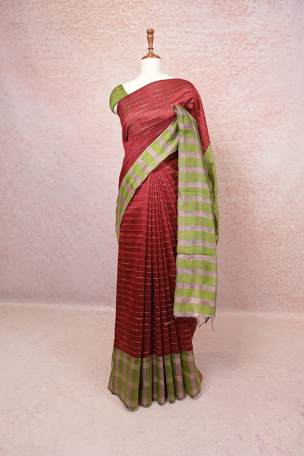 Maroon Semi Jute Saree