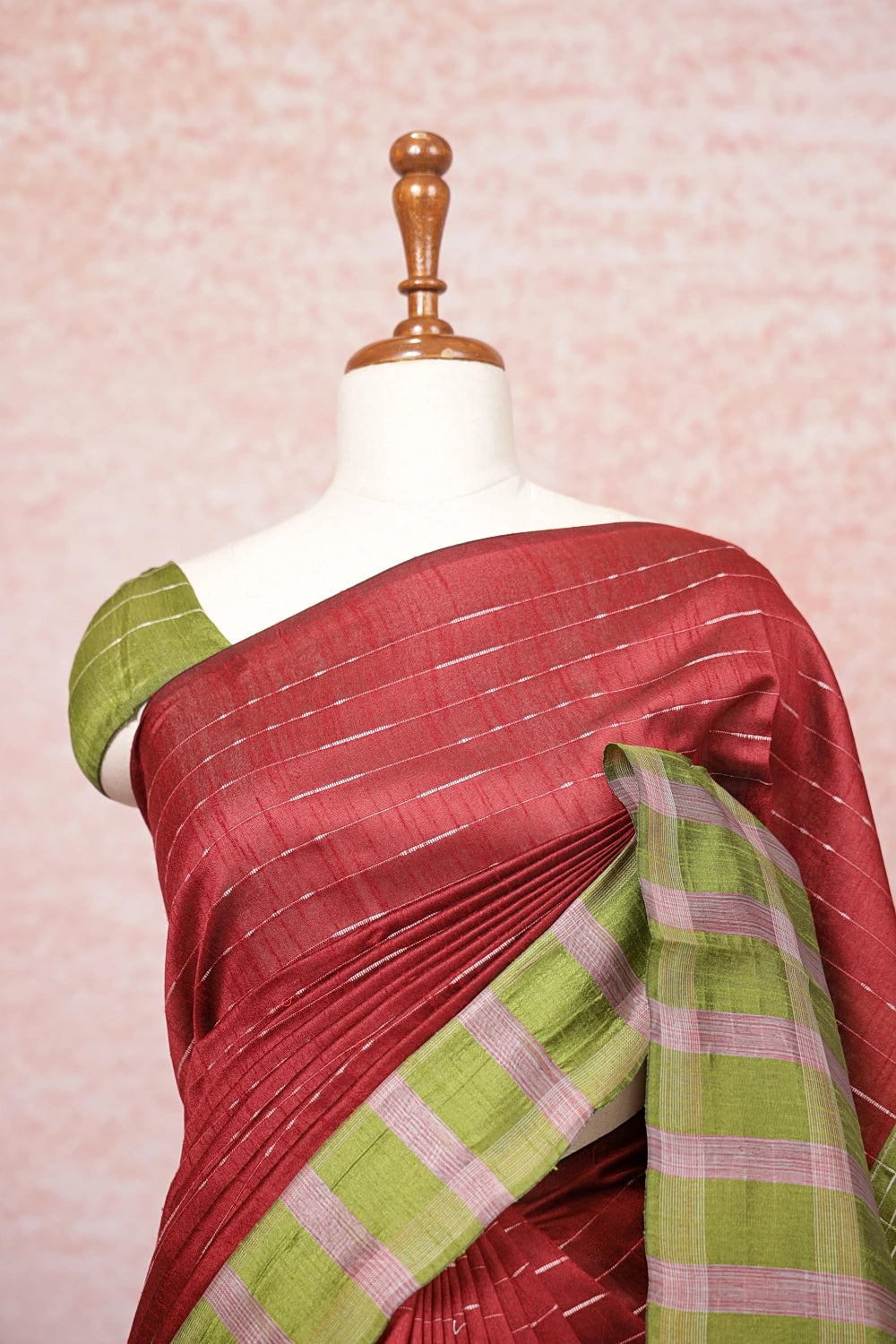 Maroon Semi Jute Saree
