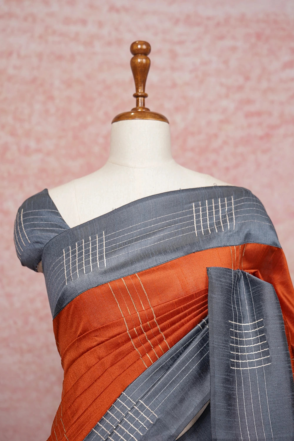 Orange Semi Jute Saree